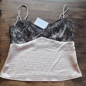 Lucy Paris Black and Cream Lace Blouse